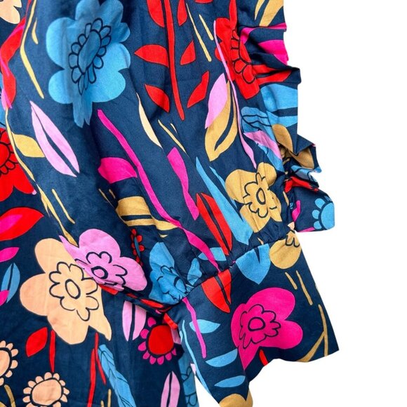 Palermo Floral Print Puff Sleeve Ruffled Mini Dress Size XL Brunch Wedding - Picture 4 of 9